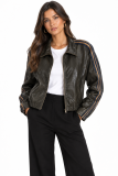 Oversize Faux Leather Bomber Jacket