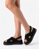 Black flatform sandals from  premium suede leather.