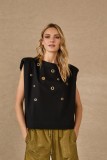 Βlouse with shoulder pads / two colors, white and black