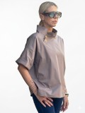 Κοντομάνικη  stylish μπλούζα με πλαϊνά κουμπιά, 100% cotton.