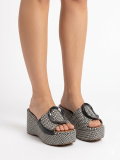 Platform sandals, δέρμα με raffia