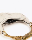 Woven Bag with metallic Leopard Handle.