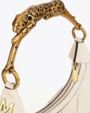 Woven Bag with metallic Leopard Handle.