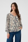 Blouse with a relaxed fit, long sleeves, and V-neckline.