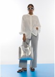 Metallic silver shopper bag