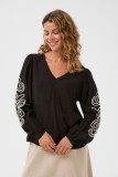 Long sleeves blouse with a V-neckline
