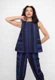 A-line  blue  sleeveless top