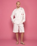 Οversized λευκό πουκάμισο/jacket με  πολύχρωμα κεντημένα patches