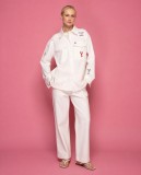 Οversized λευκό πουκάμισο/jacket με  πολύχρωμα κεντημένα patches