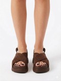 Brown flatform sandals from  premium suede leather.