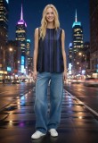 A-line  blue  sleeveless top