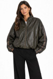 Oversize Faux Leather Bomber Jacket