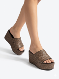Platform sandals, δέρμα με raffia
