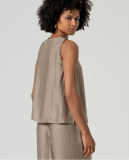 V-neck top with sleeveless.  Wear it with the matching pants