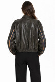 Oversize Faux Leather Bomber Jacket