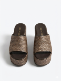 Platform sandals, δέρμα με raffia