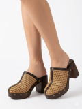 Clogs, με συνδυασμό δέρματος και raffia υψηλής ποιότητας