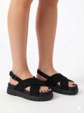 Black flatform sandals from  premium suede leather.