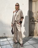 Loose fit pants with elastic waist band.  Wear it with the matching top