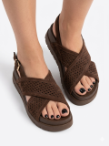 Brown flatform sandals from  premium suede leather.