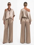 Loose fit pants with elastic waist band.  Wear it with the matching top