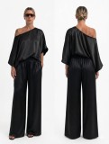 Loose fit pants with elastic waist band.  Wear it with the matching top