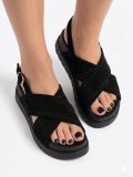 Black flatform sandals from  premium suede leather.