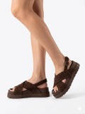 Brown flatform sandals from  premium suede leather.