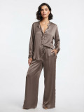Asymmetric relaxed satin shirt