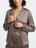 Asymmetric relaxed satin shirt