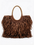 Fringed Raffia Tote Bag – Boho Summer Handbag