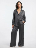 Asymmetric relaxed satin shirt