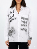 Λευκό oversized πουκάμισο με graffiti prints by SOMMA DESIGN