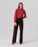 High-Waisted Wide Leg Trousers - From Soft Knitted Fabric
