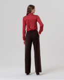 High-Waisted Wide Leg Trousers - From Soft Knitted Fabric