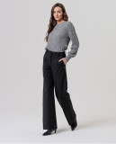 High-Waisted Wide Leg Trousers - From Soft Knitted Fabric