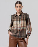Checked Shirt with Shoulder Gathers