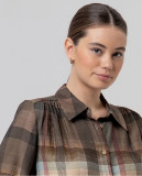 Checked Shirt with Shoulder Gathers
