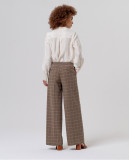 High-Waisted Wide Leg Checked Trousers