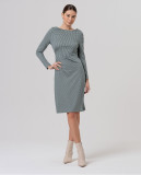 Printed Midi Dress with Boat Neck