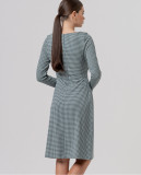 Printed Midi Dress with Boat Neck