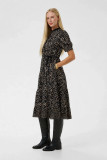 Μidi dress short puff sleeves, and thin belt at the waist for a flattering fit.
