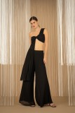 Ηigh-waisted pleated wide-leg pants