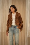 Jacket with fringes and studs