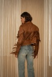 Jacket with fringes and studs