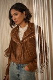 Jacket with fringes and studs