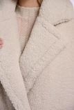 Long Teddy Coat with Lapel Collar - Ecru