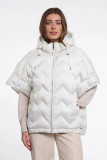 Quilted Puffer Cape Jacket with Hood