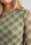 Mesh Long Sleeve Top - Green Check