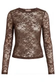Lace long sleeve top - Chocolate brown